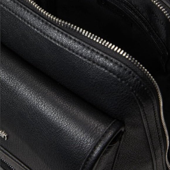 Calvin Klein Enya Backpack Black Vegan Leather w/ Silver Hardware &  Logo Lining